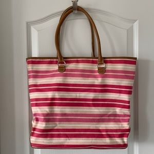 GAP Canvas Pink and White Striped Beach Tote Bag